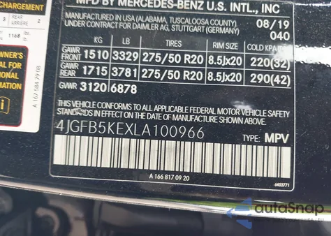 2020 Mercedes-Benz Gle 450 4Matic from USA, damaged, VIN 4JGFB5KEXLA100966